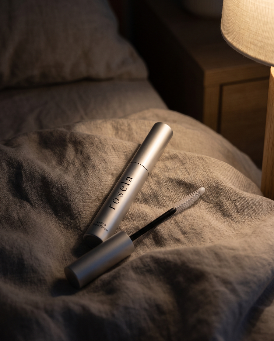 The tube on a nightstand at night
