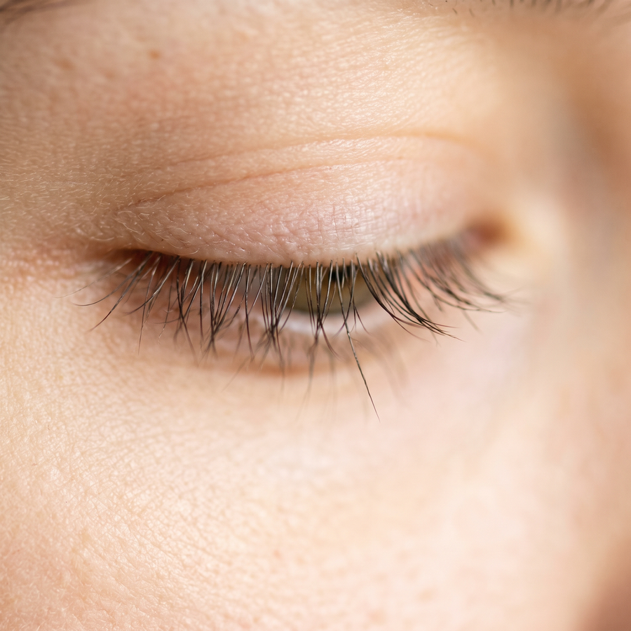 Extreme close-up of a natural lash line
